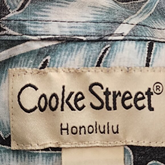 Cooke Street Tropical Leaves Print 100% Cotton Short Sleeve Shirt - Picture 3 of 4